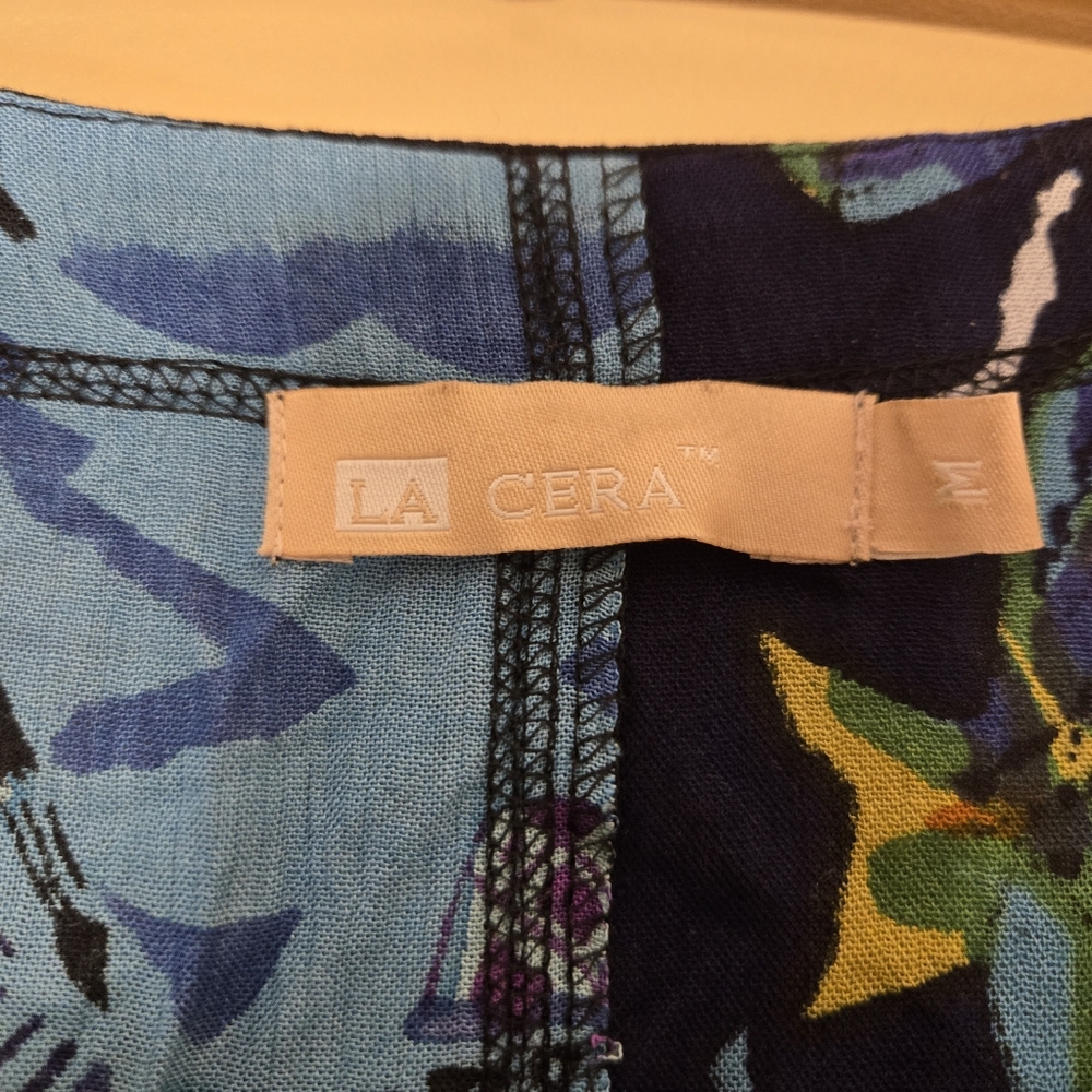 La Cera Womens Blouse Medium Patchwork Button Fro… - image 3